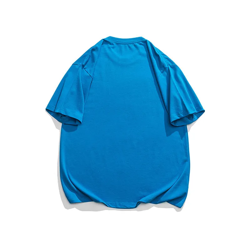 Men T-Shirt Summer Letter Heart Printing round Neck T-shirt