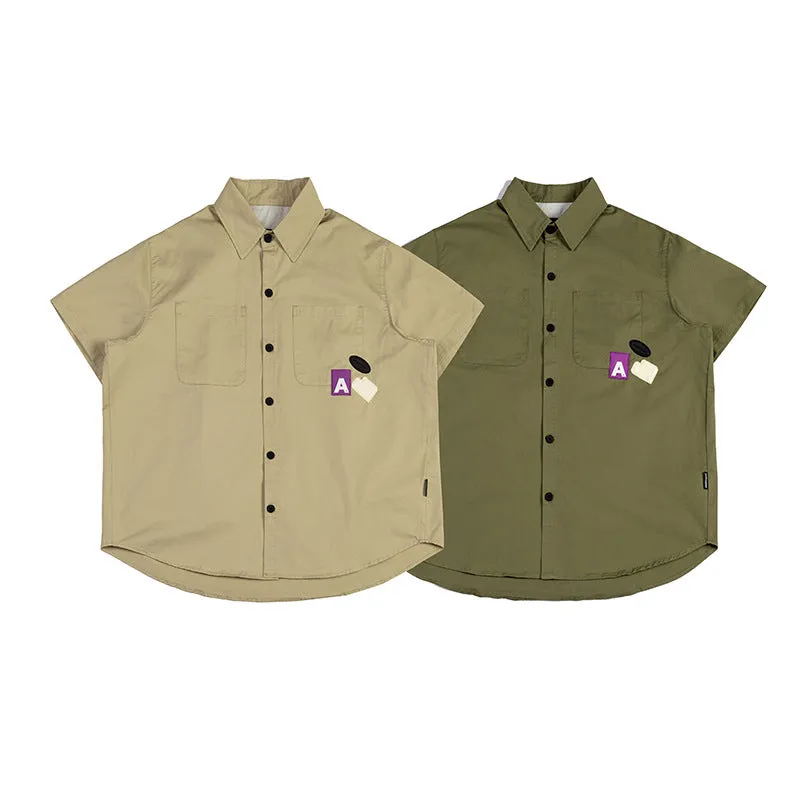 Men T-Shirt Summer Men's Solid Color Polo Collar Shirt Casual Retro