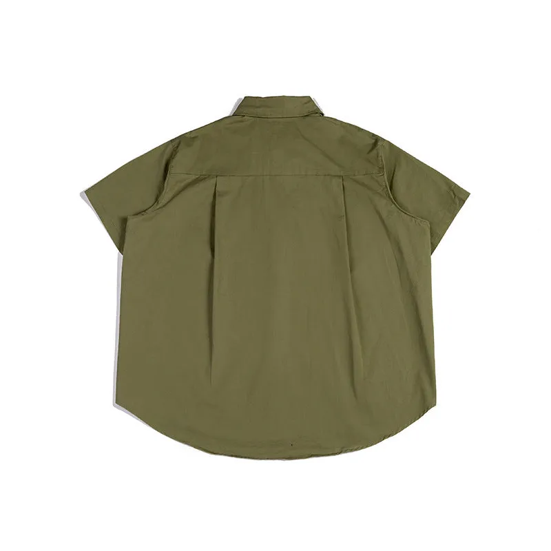 Men T-Shirt Summer Men's Solid Color Polo Collar Shirt Casual Retro
