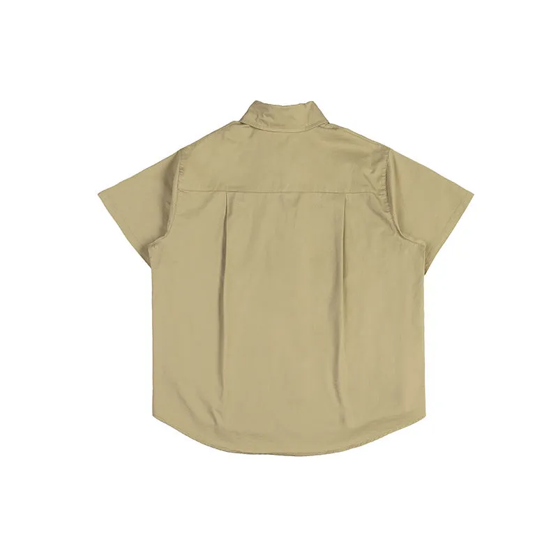 Men T-Shirt Summer Men's Solid Color Polo Collar Shirt Casual Retro