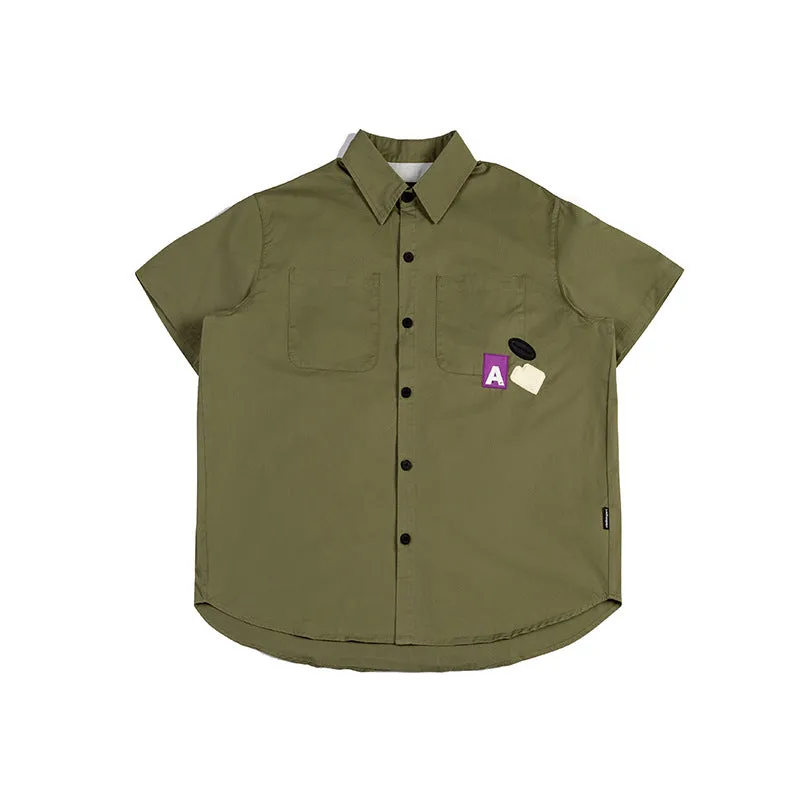 Men T-Shirt Summer Men's Solid Color Polo Collar Shirt Casual Retro