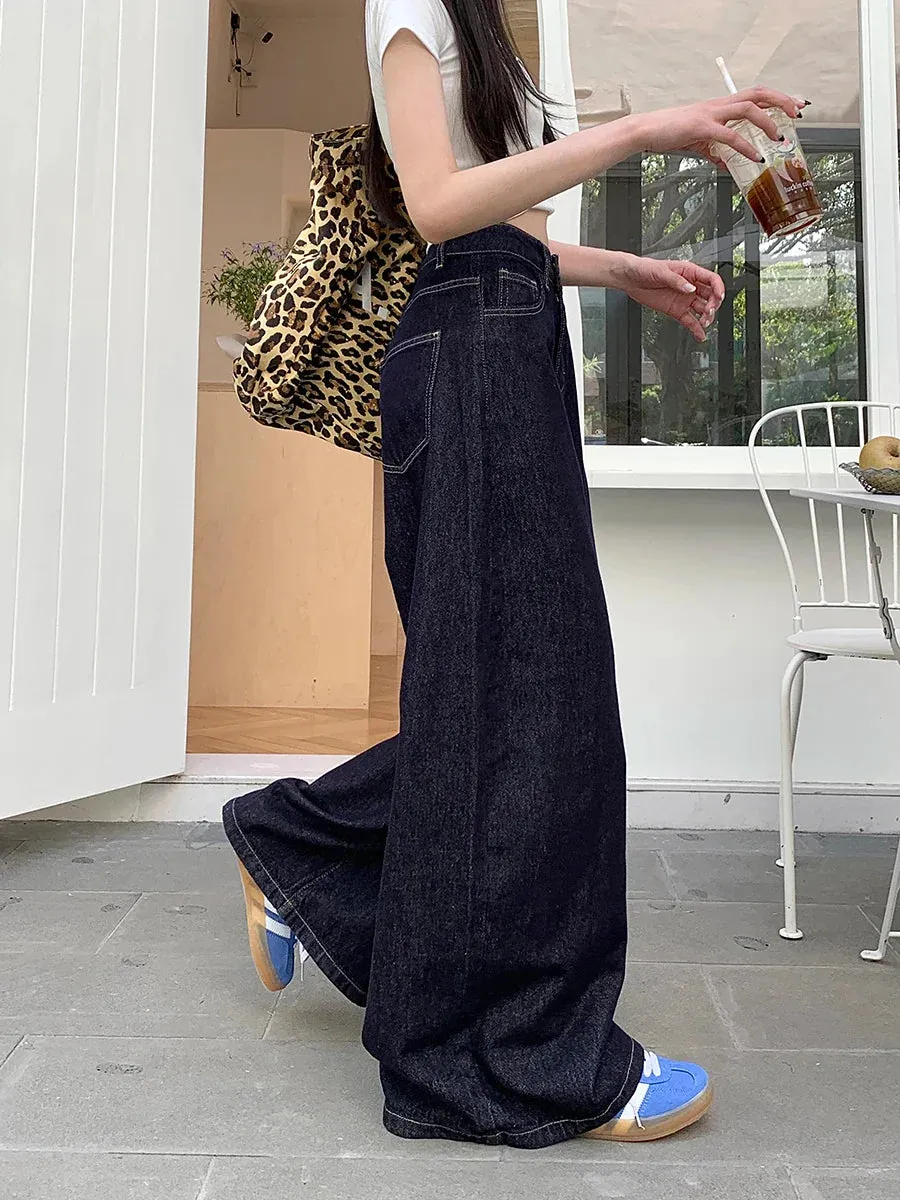 New Vintage Wide Leg Woman Oversized Denim Streetwear Full Length Jeans
