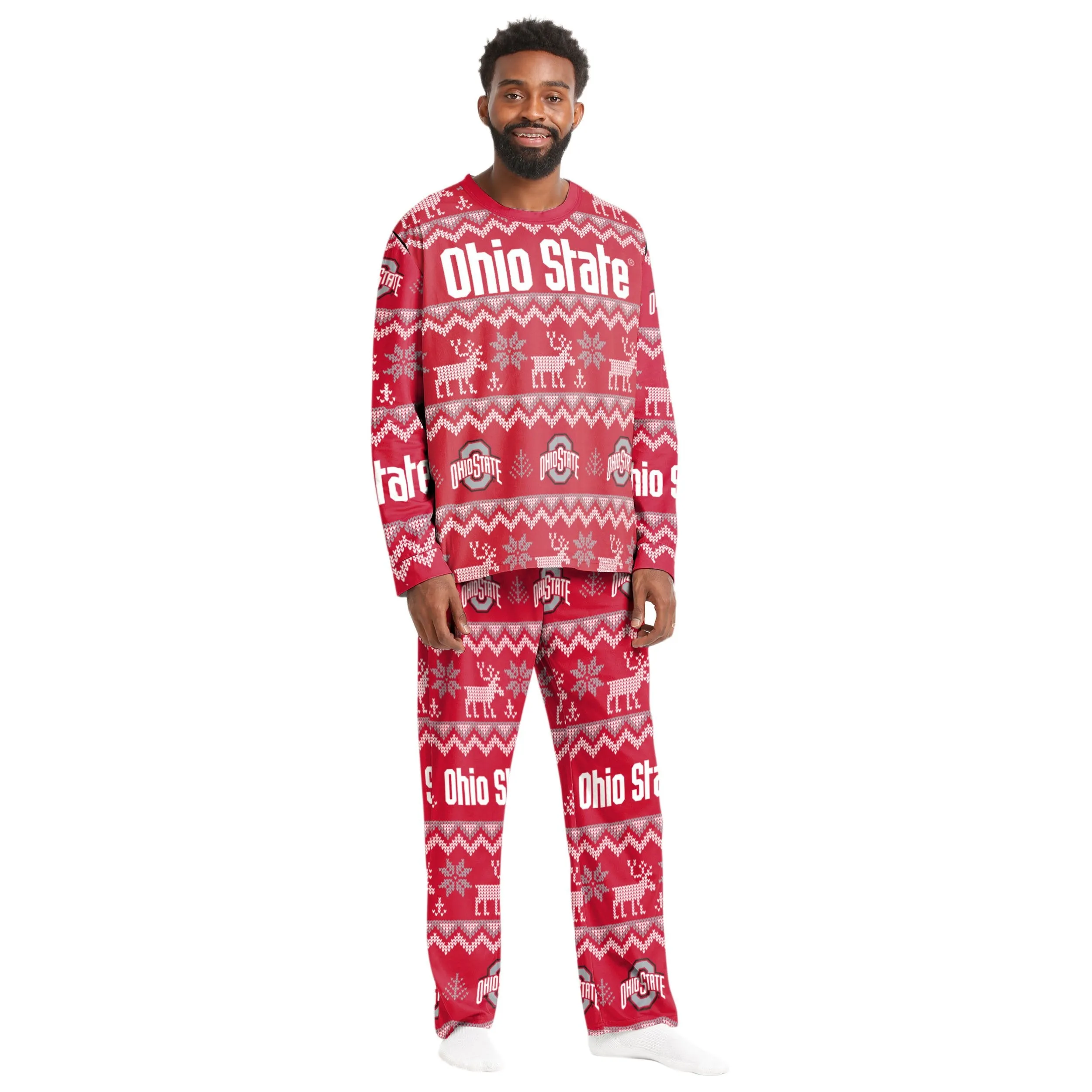 Ohio State Buckeyes NCAA Ugly Pattern Family Holiday Pajamas
