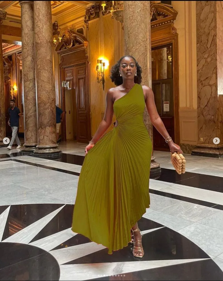 One-Shoulder Cutout Maxi Dress