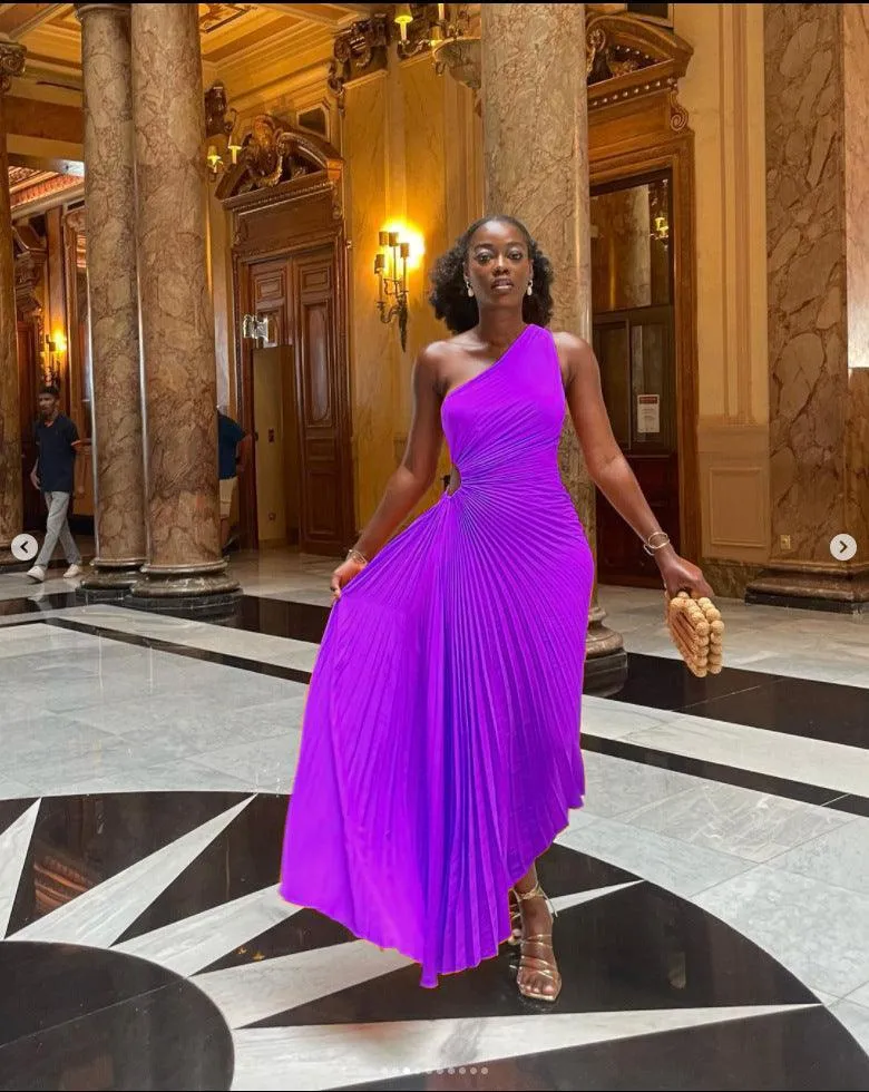 One-Shoulder Cutout Maxi Dress