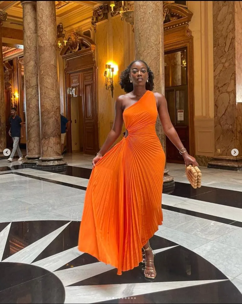 One-Shoulder Cutout Maxi Dress
