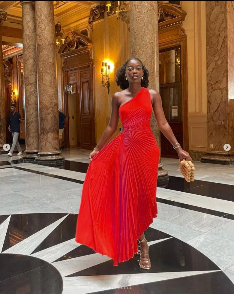 One-Shoulder Cutout Maxi Dress