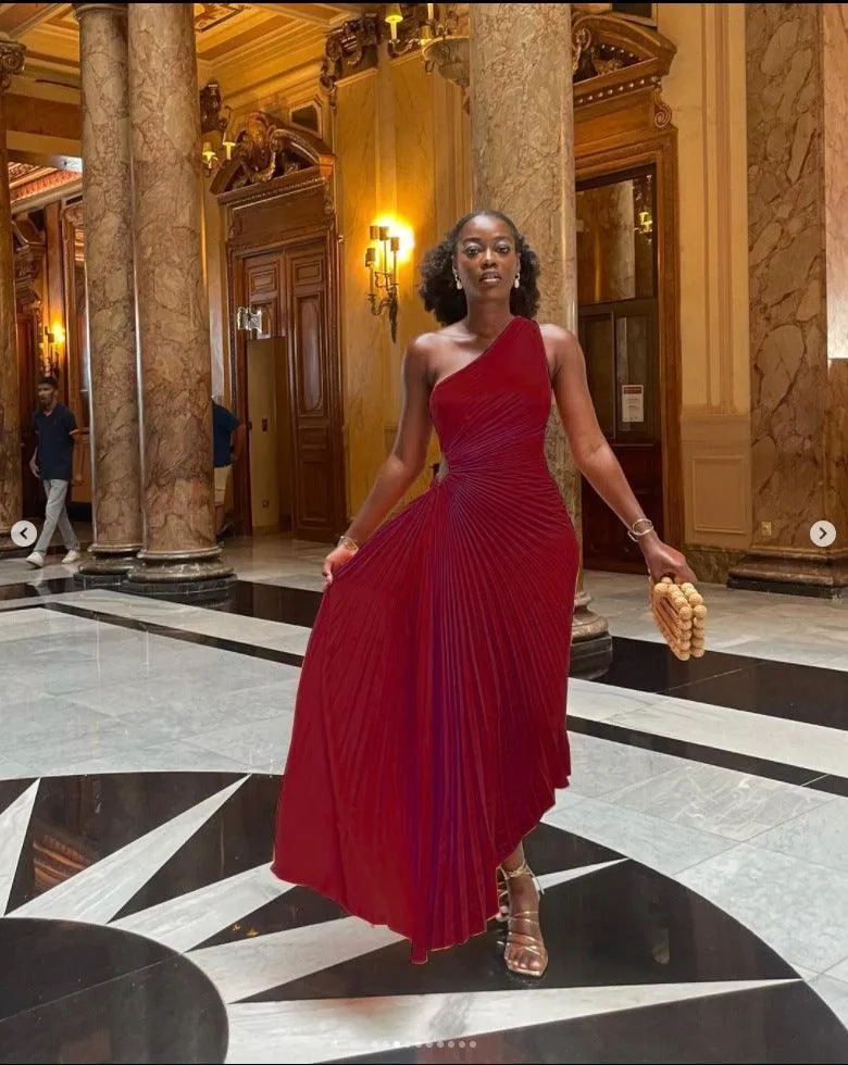 One-Shoulder Cutout Maxi Dress