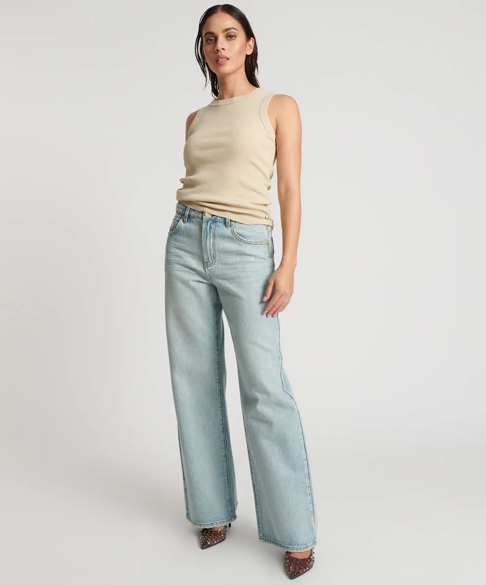 One Teaspoon Kansas Blue Jackson Mid Waist Wide Leg Jean