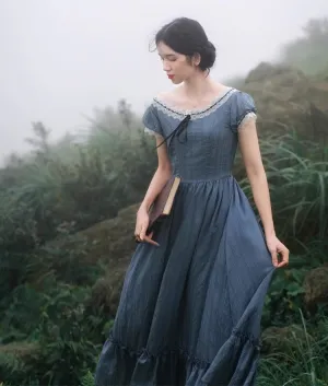 Period Drama Inspired Vintage Blue Prairie Dress