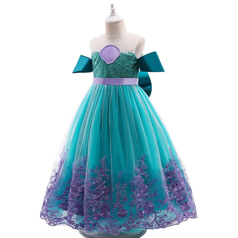 Princess Ariel Mermaid Inspired Girls Kids Dress Costume