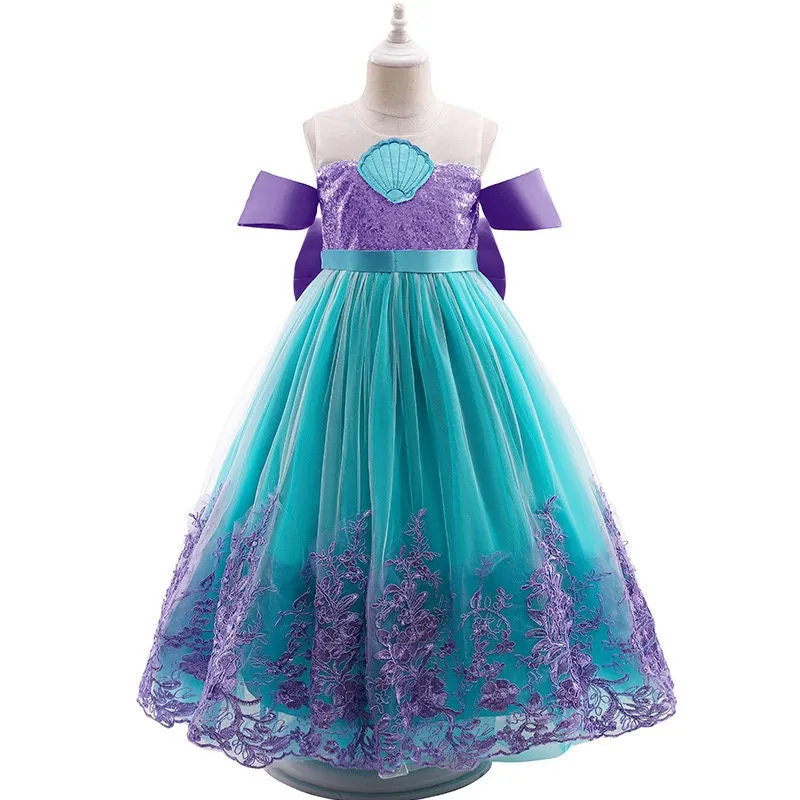 Princess Ariel Mermaid Inspired Girls Kids Dress Costume