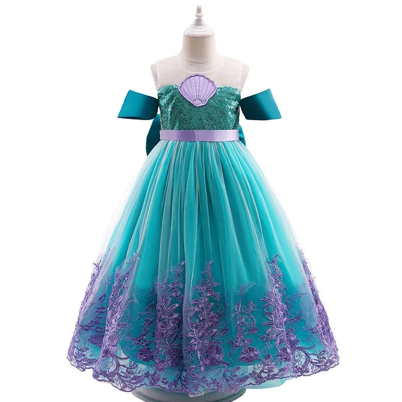 Princess Ariel Mermaid Inspired Girls Kids Dress Costume
