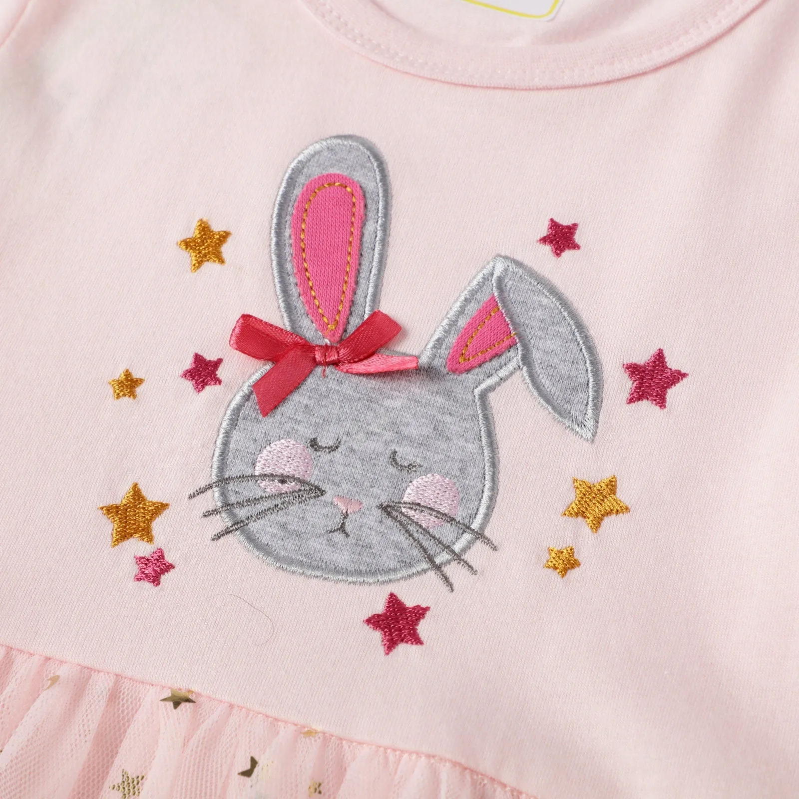 Princess Cute Bunny Pattern Pink Short Sleeve Summer Dress