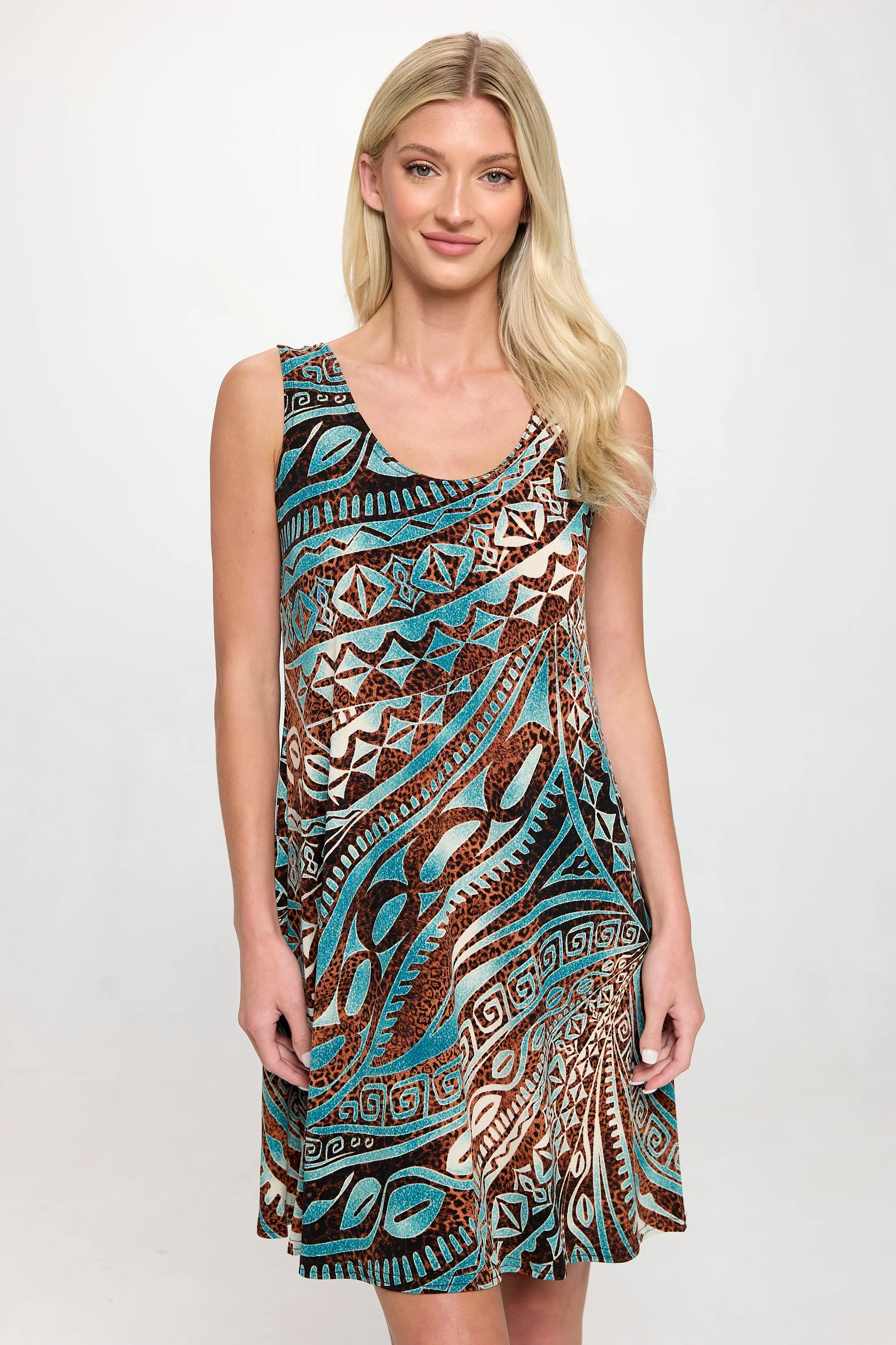 Print Missy Tank Dress Sleeveless Prints - 7003HT-TRP1-W459