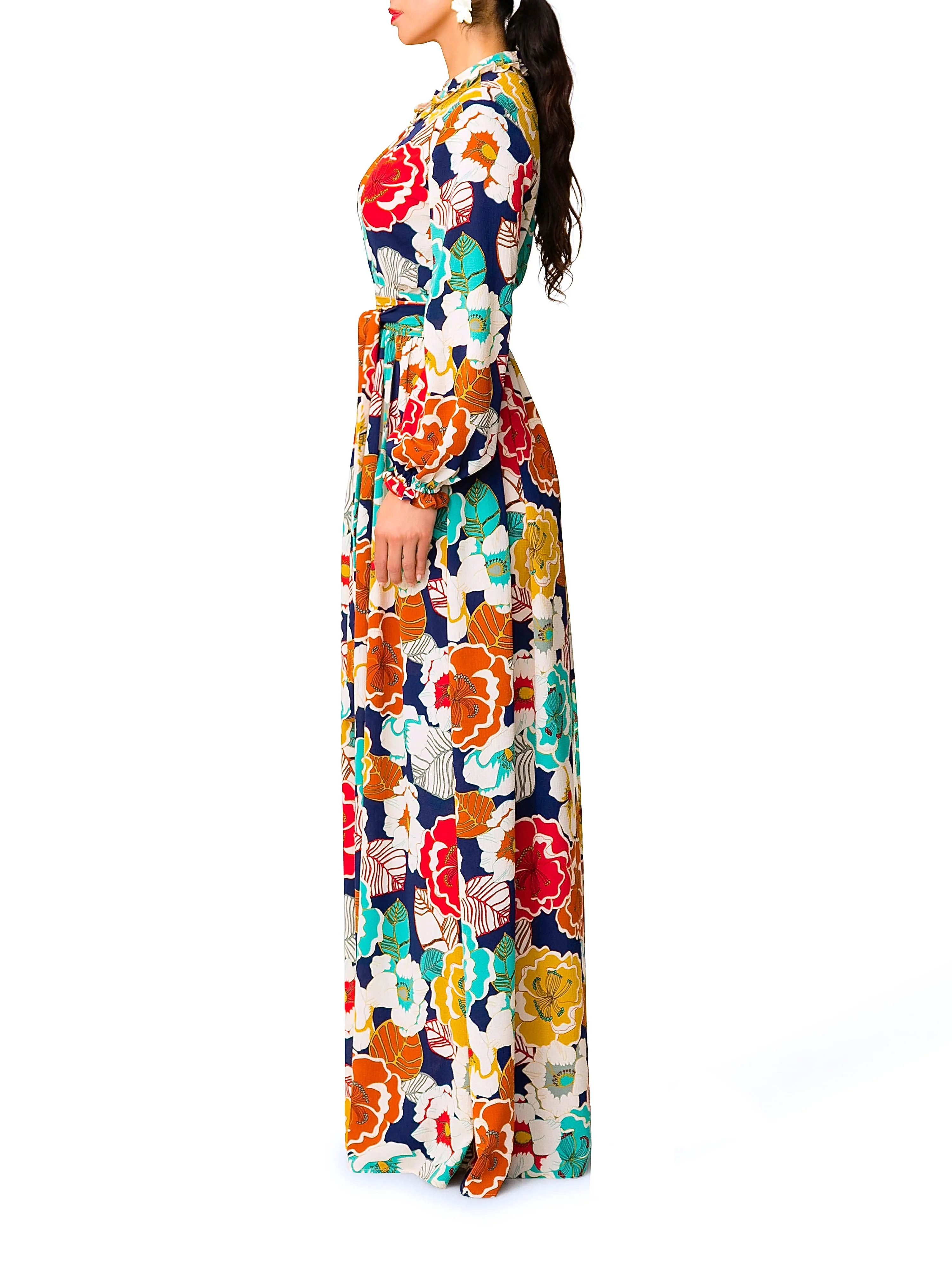 "Adelina" Floral V-Neck Maxi Dress