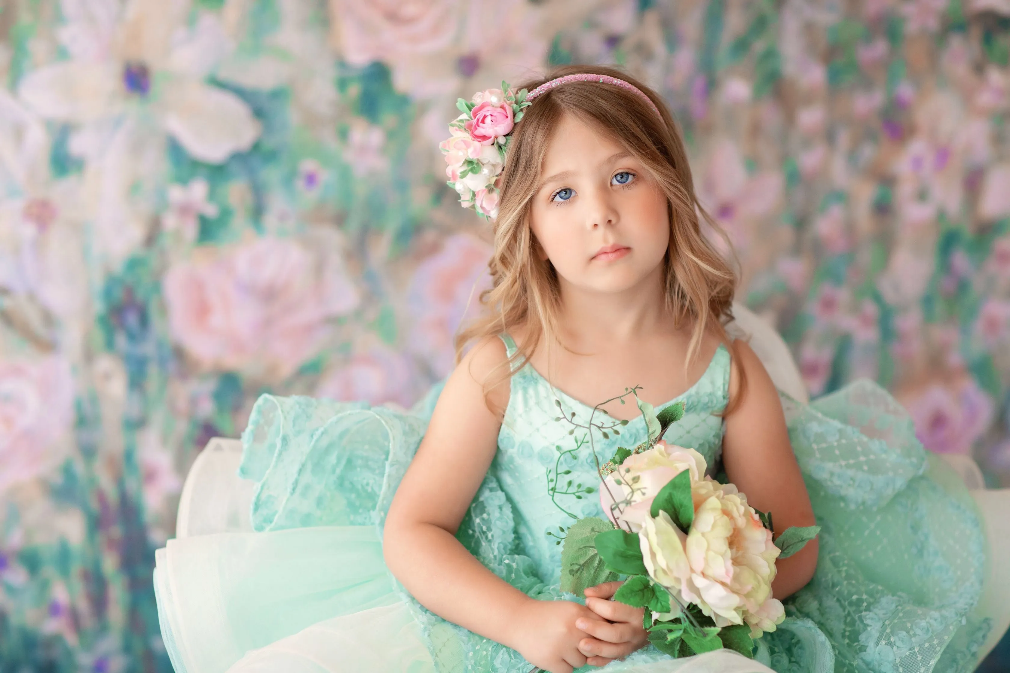 "Mint Dreams" -  Petal Length  Gown ( 4 Year - Petite 6 Year)