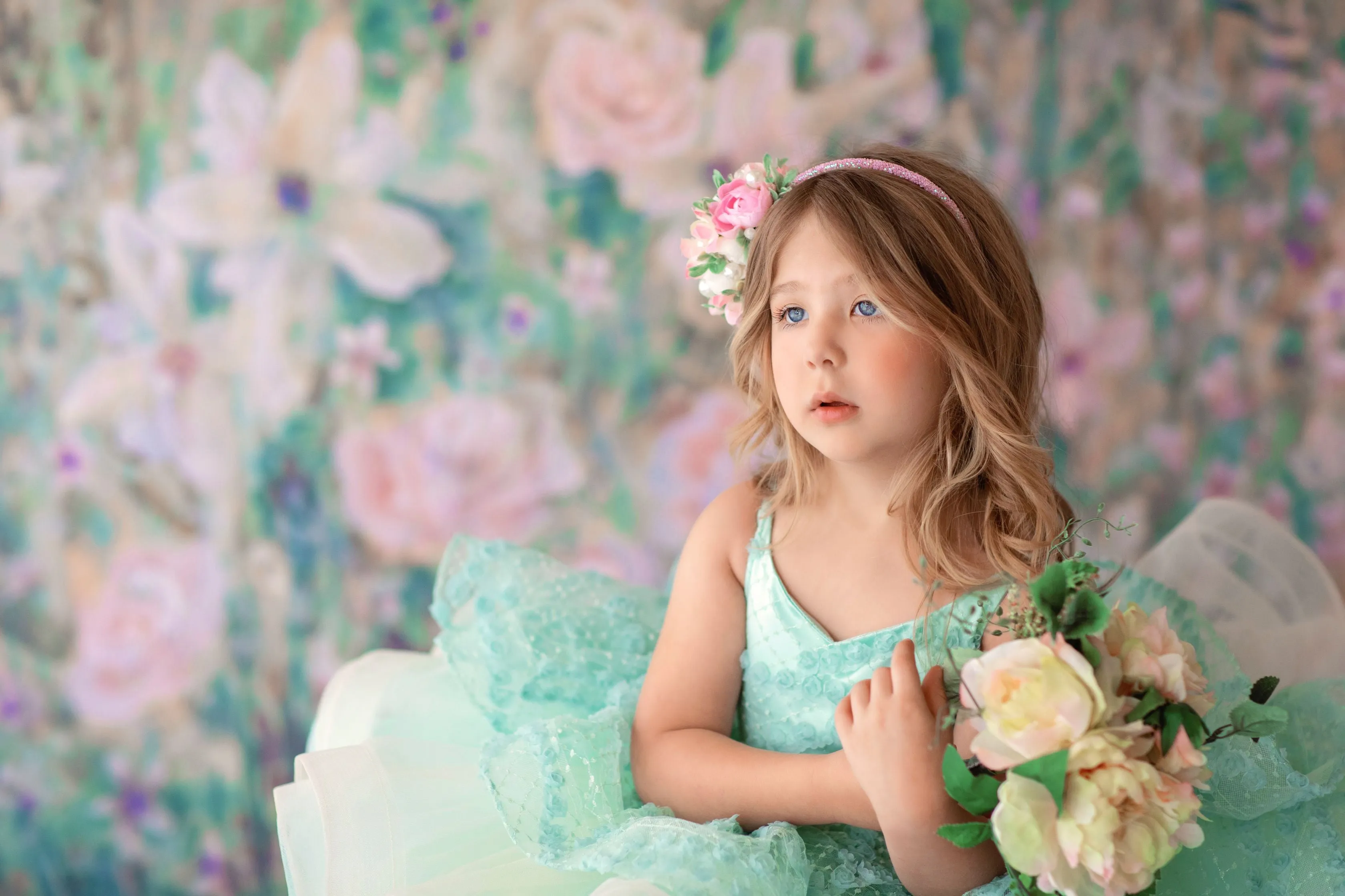 "Mint Dreams" -  Petal Length  Gown ( 4 Year - Petite 6 Year)