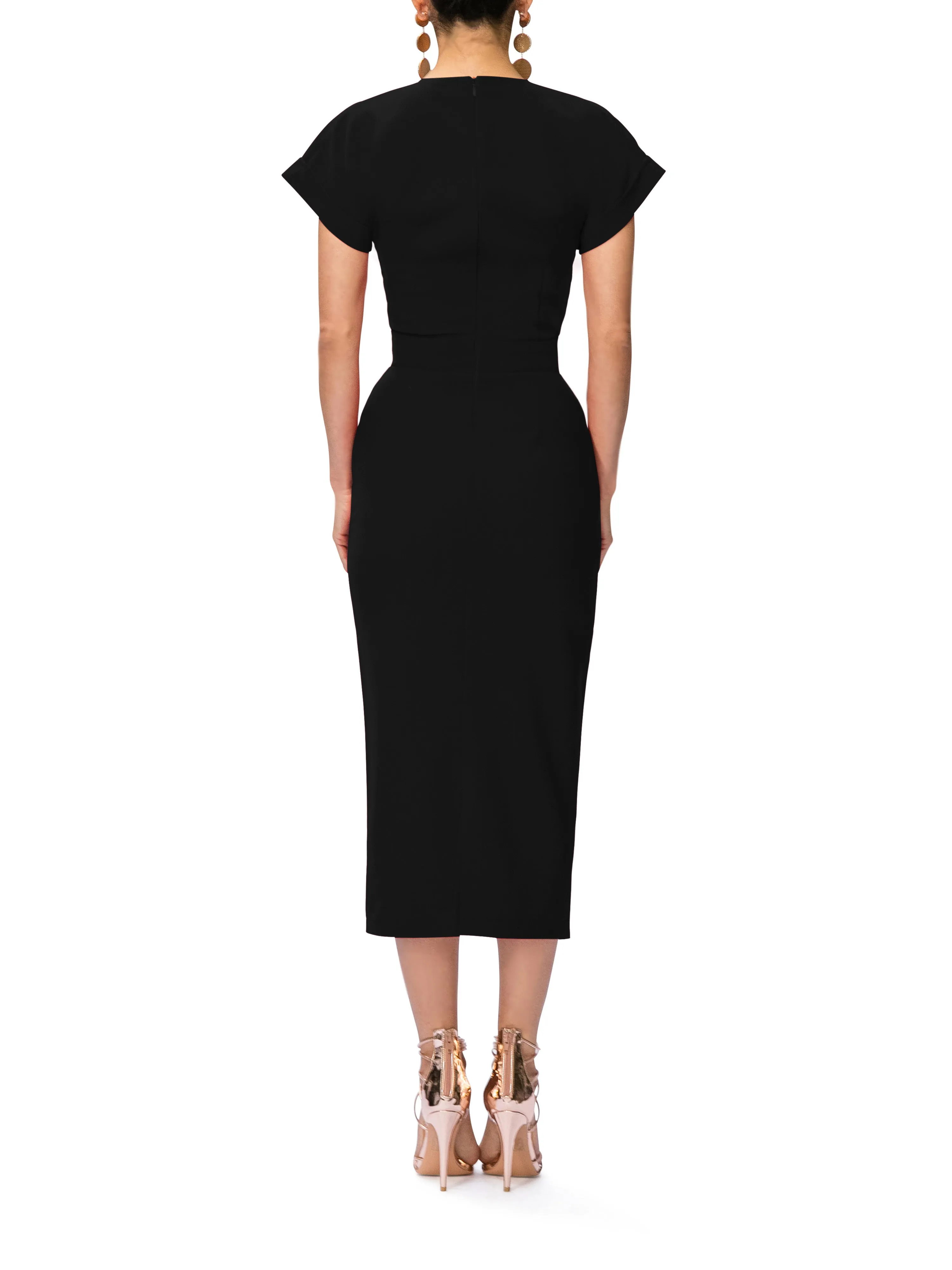 "Olivia" Midi Dress w/Folded Sleeves