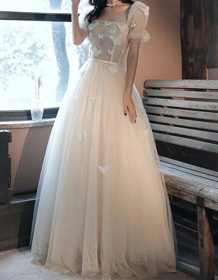 Retro Ethereal Butterfly Decor Prom Dress