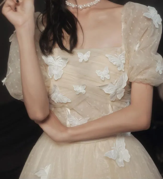Retro Ethereal Butterfly Decor Prom Dress