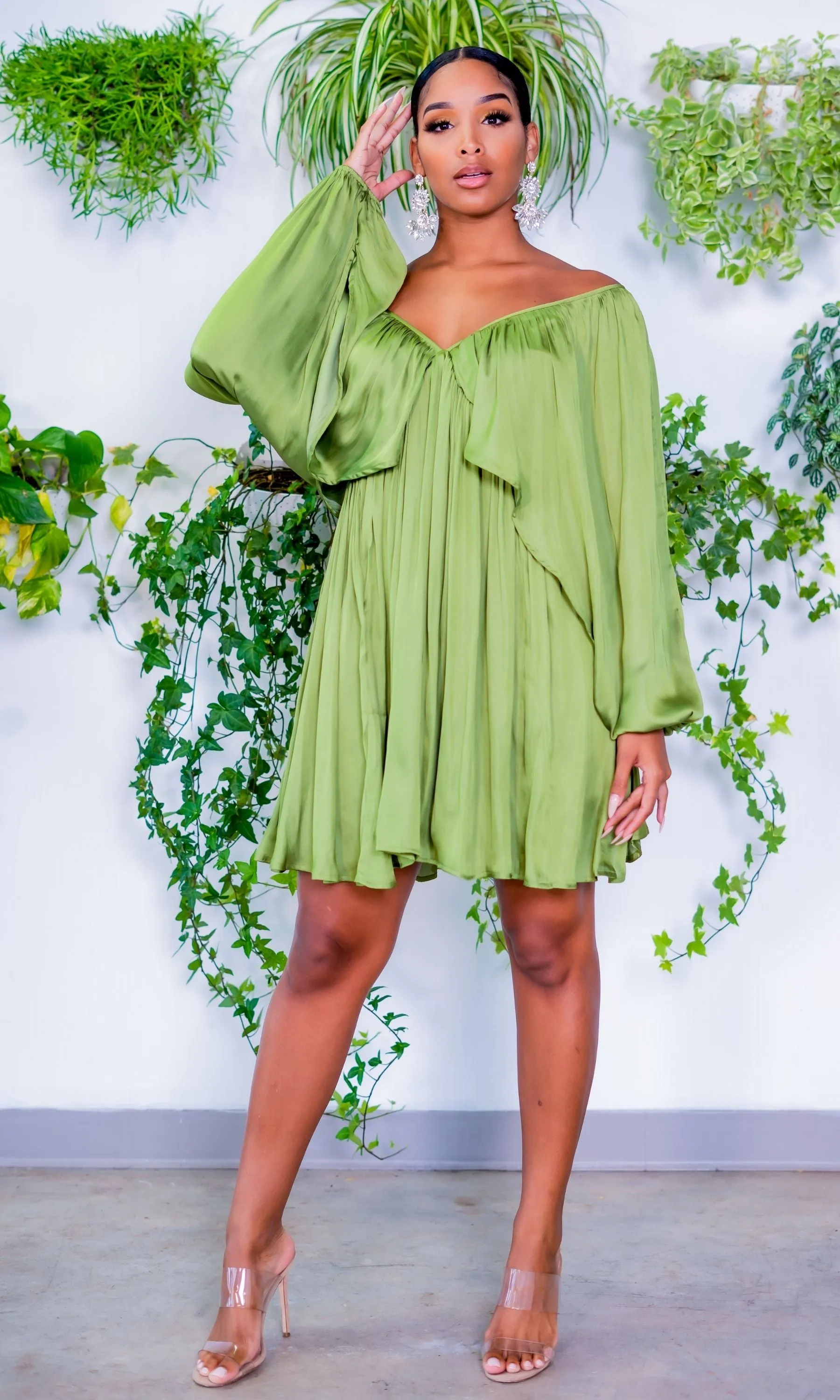 She's Classy | Flow Dress - Kiwi Green