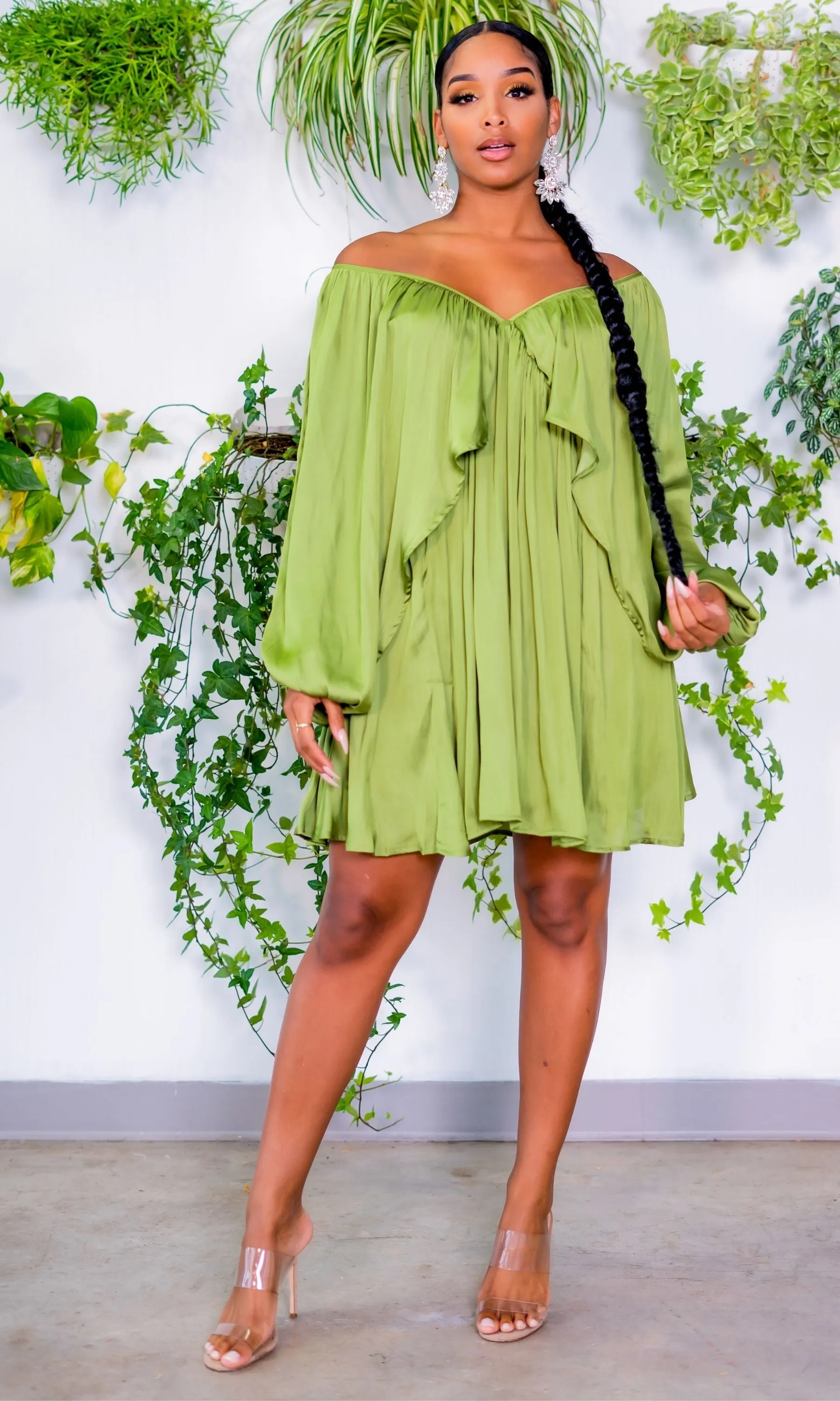 She's Classy | Flow Dress - Kiwi Green