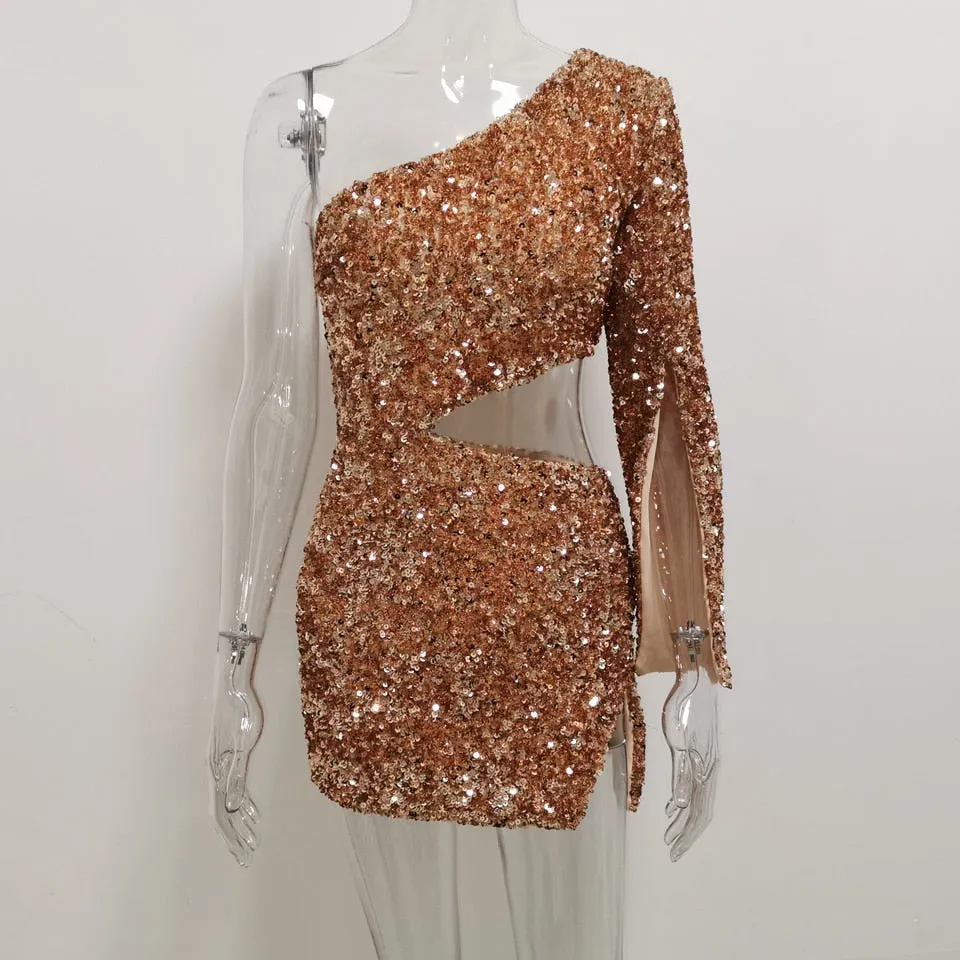 Shine Your Star One-Shoulder Dress
