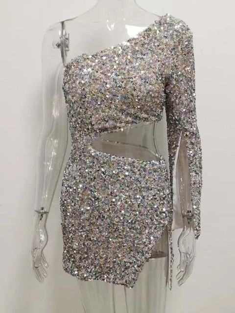 Shine Your Star One-Shoulder Dress