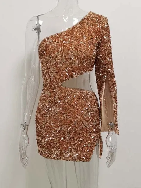 Shine Your Star One-Shoulder Dress