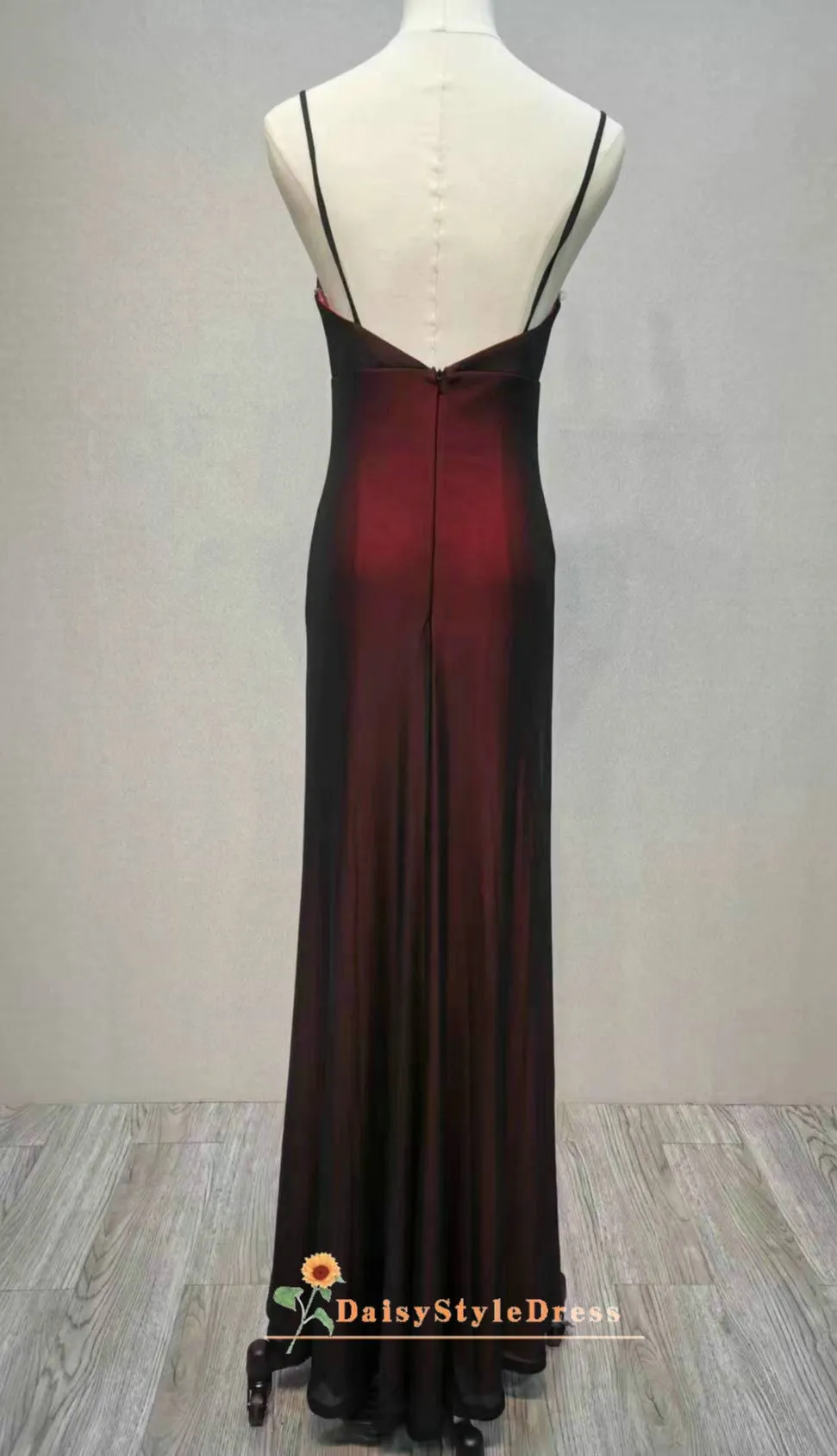 Simple Spaghetti Straps Red and Black Party Dress