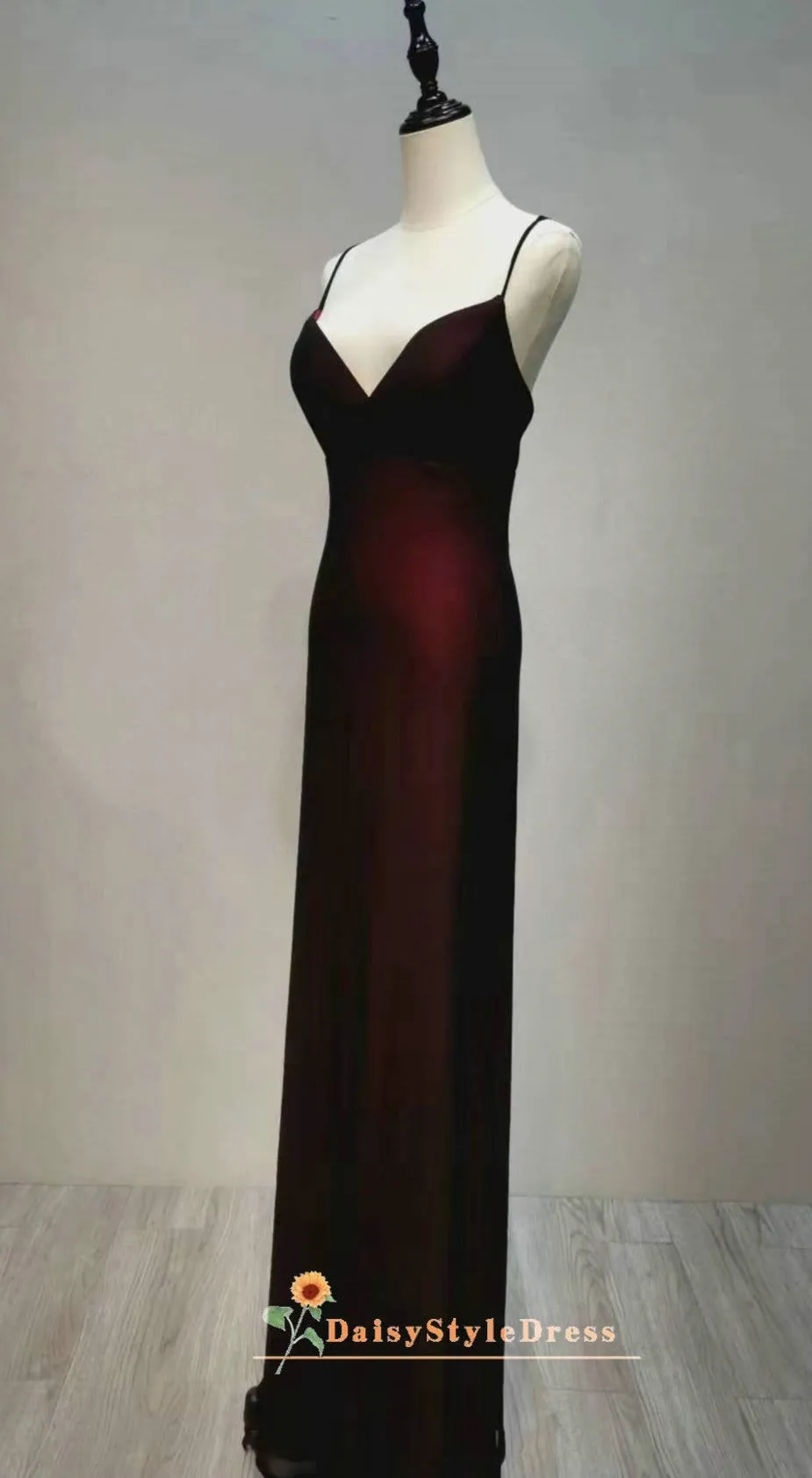 Simple Spaghetti Straps Red and Black Party Dress