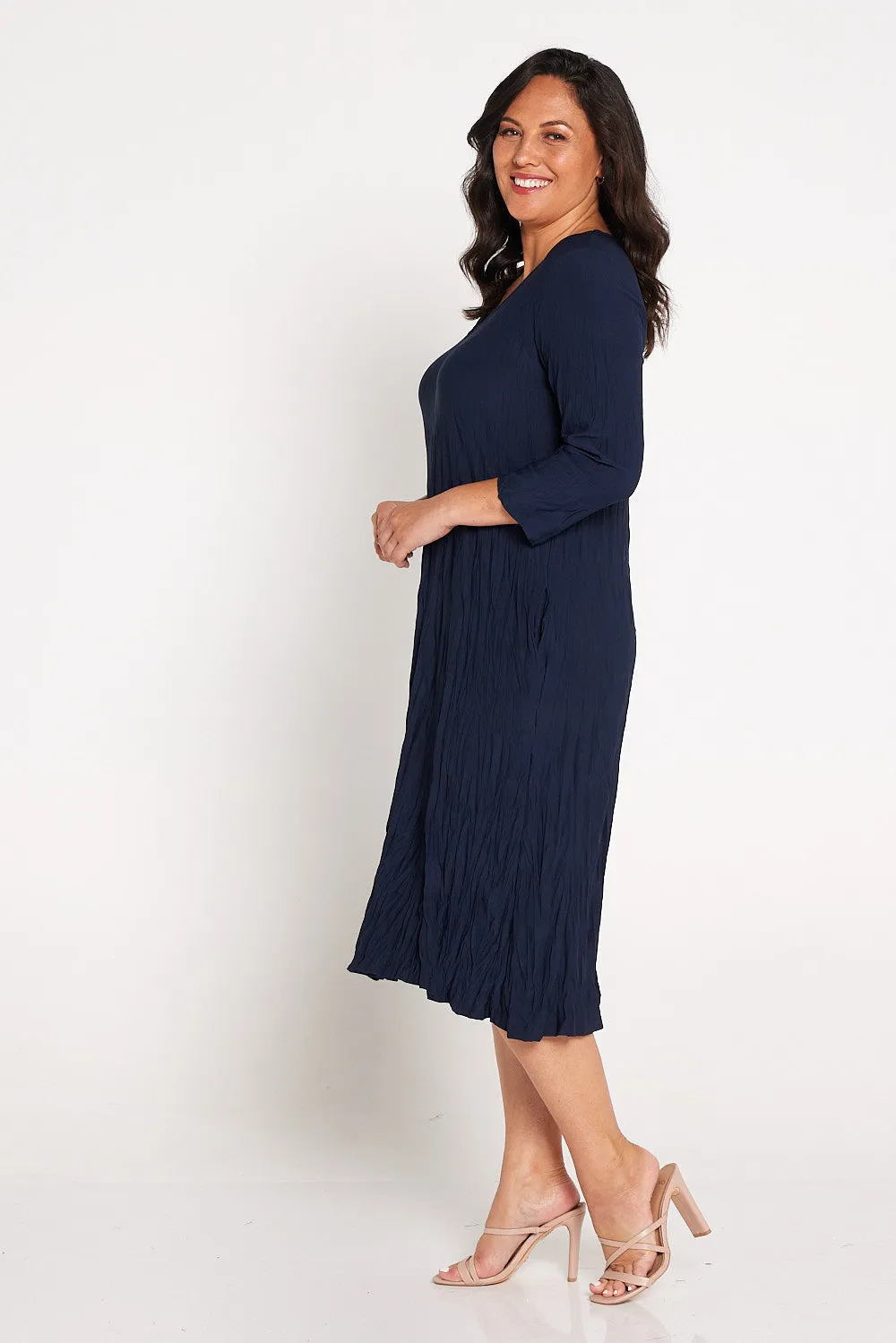 Sleeved Stella Dress - Navy