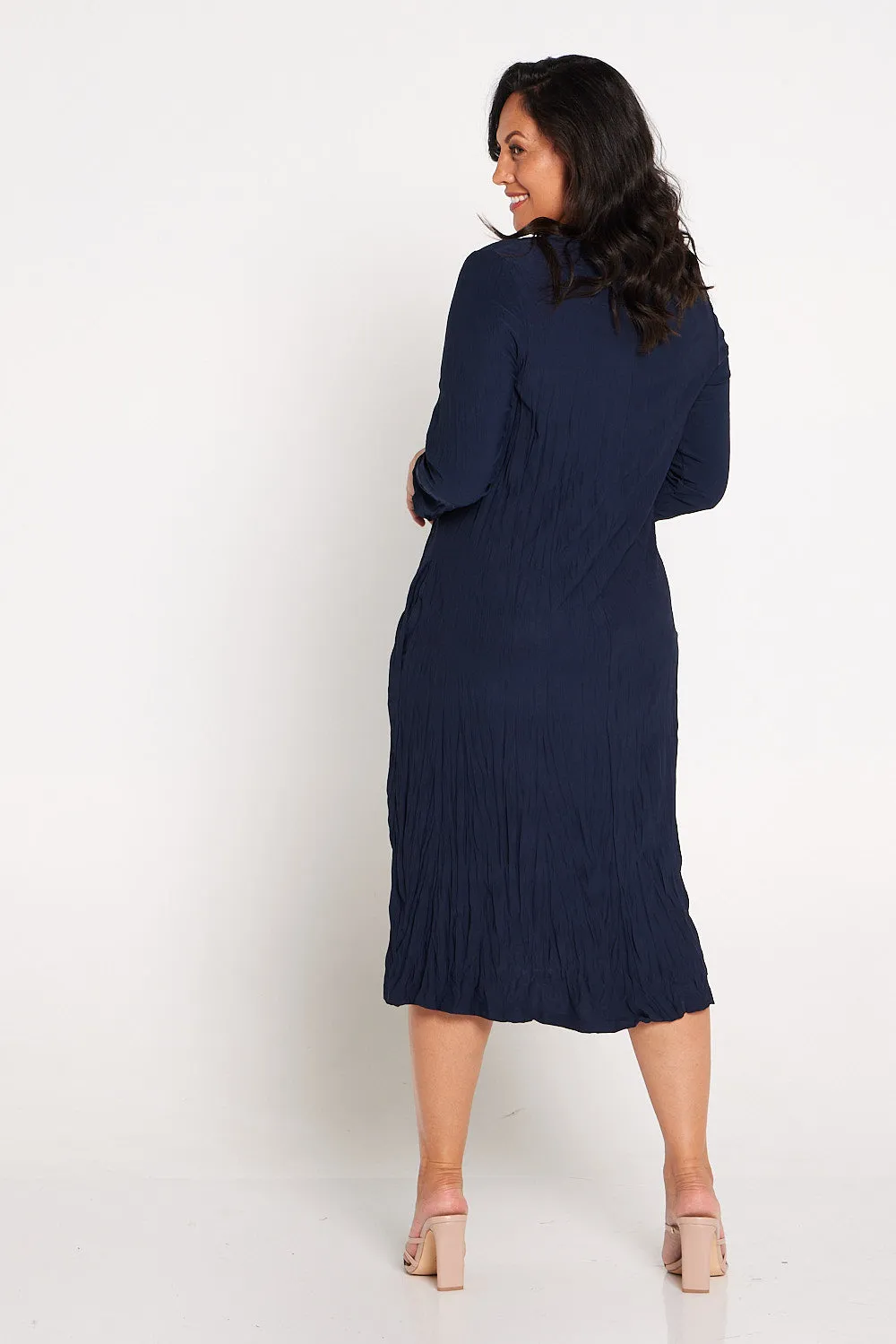Sleeved Stella Dress - Navy