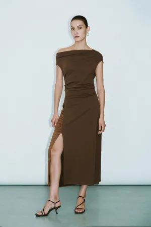 Sleeveless Side-Slit One Shoulder Dress