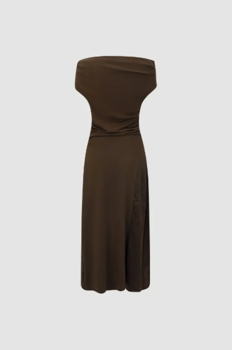 Sleeveless Side-Slit One Shoulder Dress