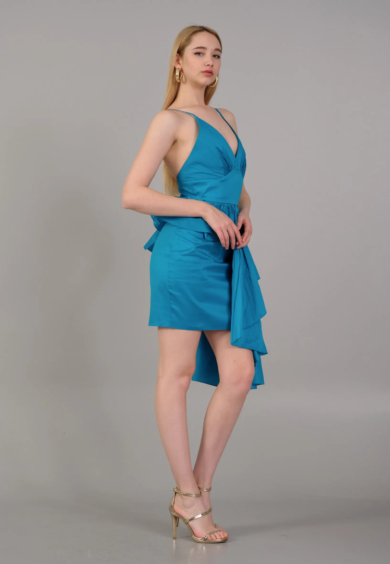 Spaghetti Short Dress With Drape