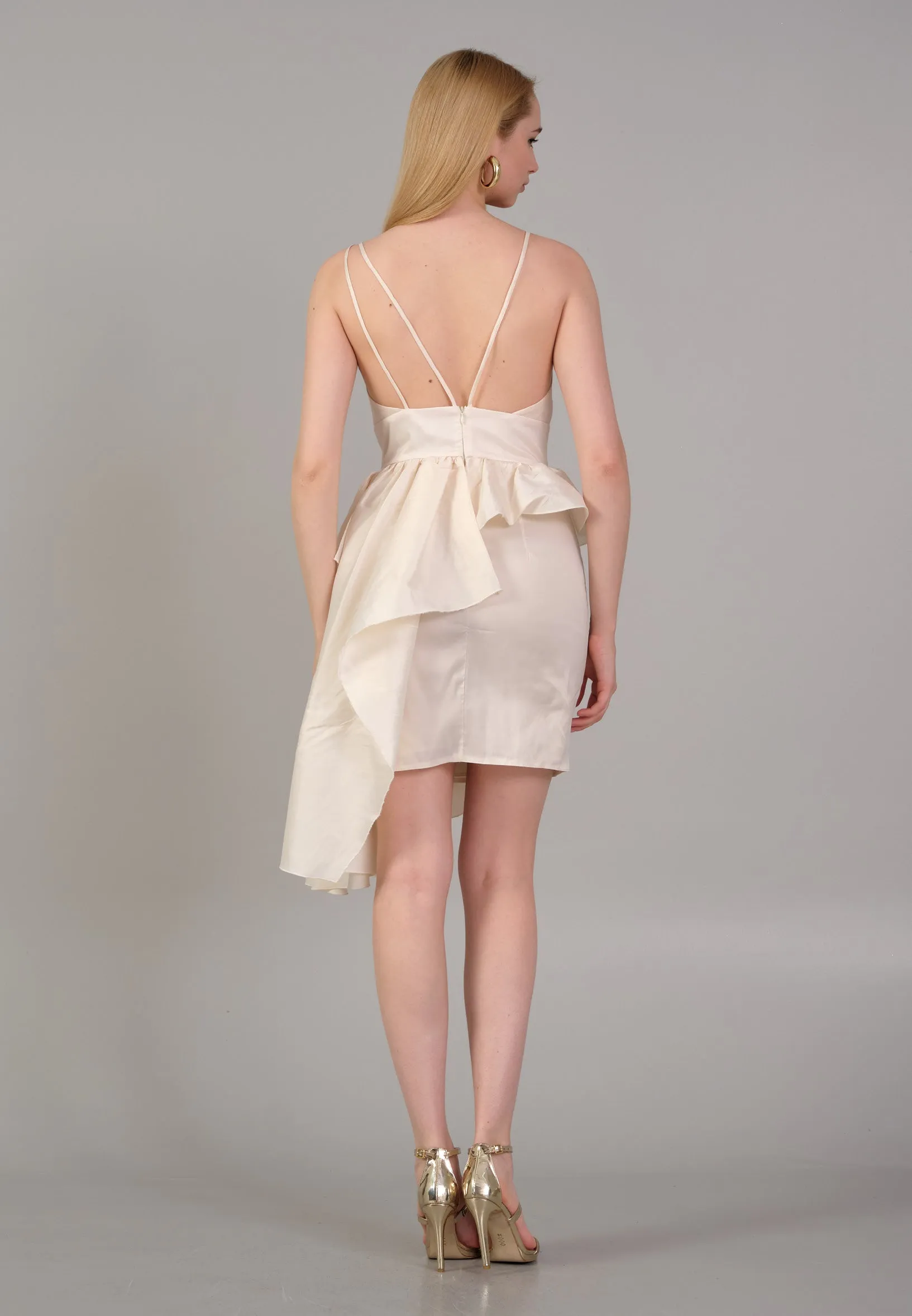 Spaghetti Short Dress With Drape