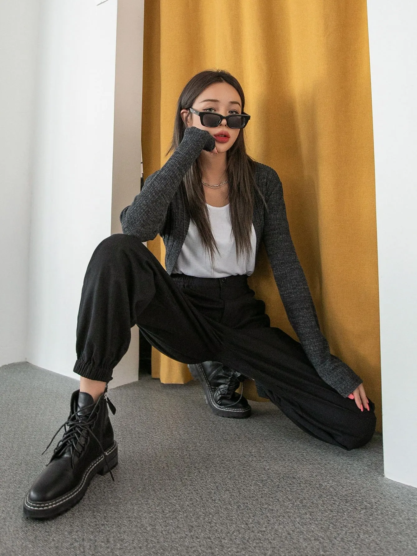 Sporty Plain Pocket High Waist Long Women Pants