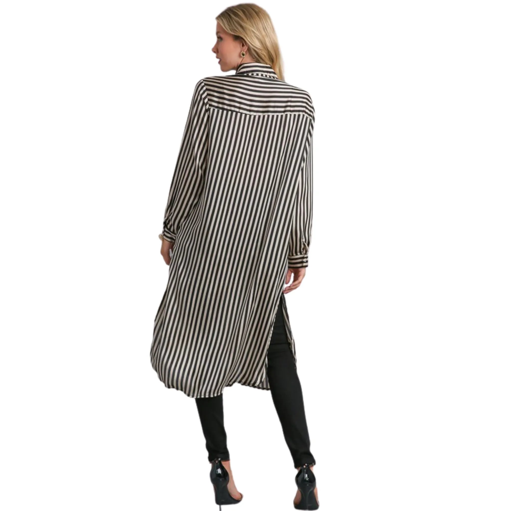 Striped Long Sleeve Midi Dress