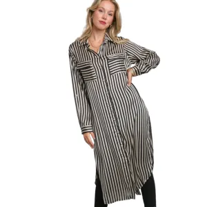 Striped Long Sleeve Midi Dress