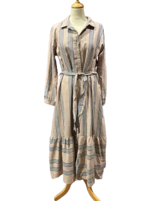 Striped Maxi Dress - Beige