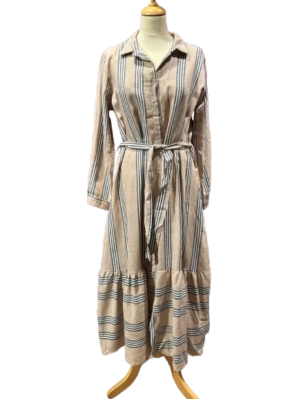 Striped Maxi Dress - Beige