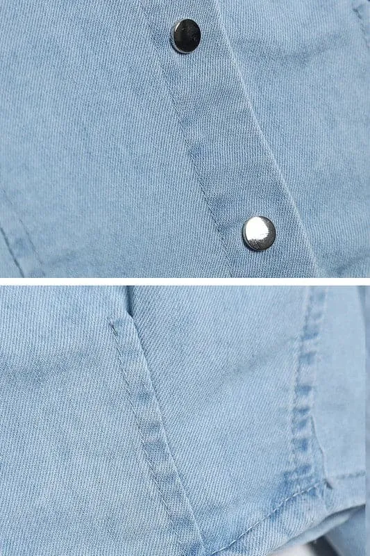 TA906 Long Sleeve Crop Denim Shirt