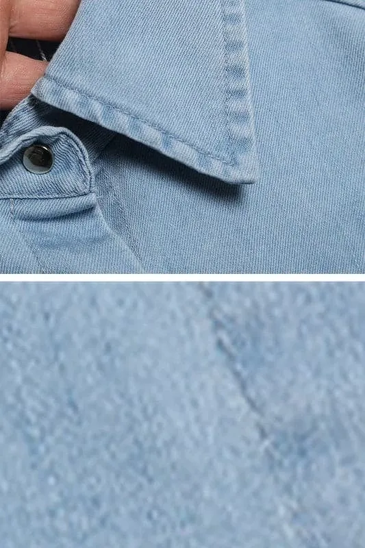 TA906 Long Sleeve Crop Denim Shirt