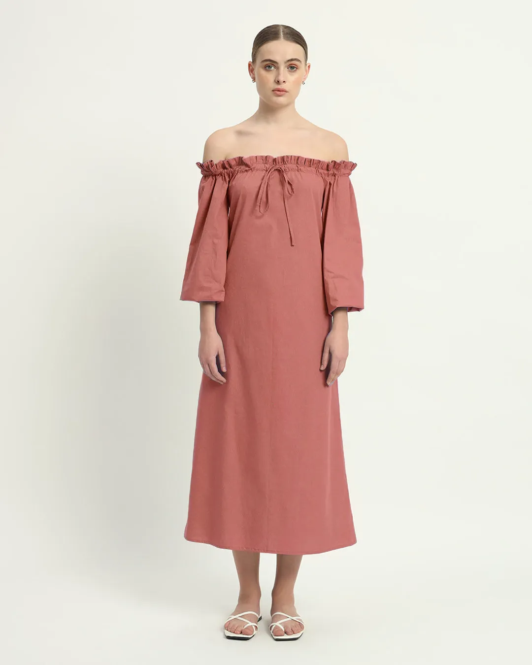 The Carlisle  Ivory Pink Cotton Dress