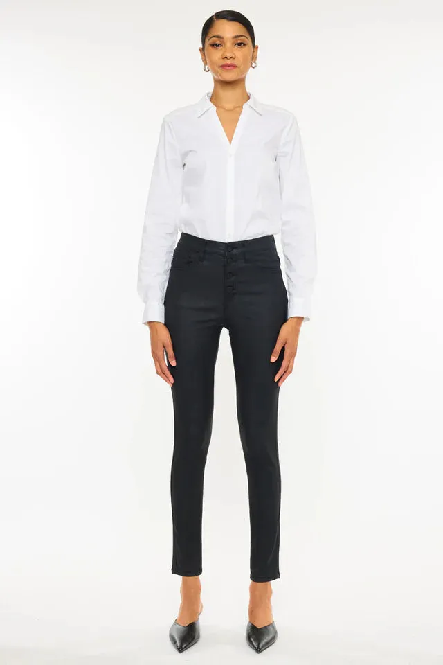The High Rise Black Faux Leather Jeans