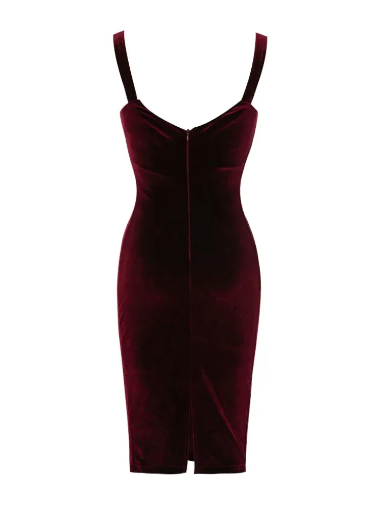 Trend4us Velvet Sweetheart Midi Dress