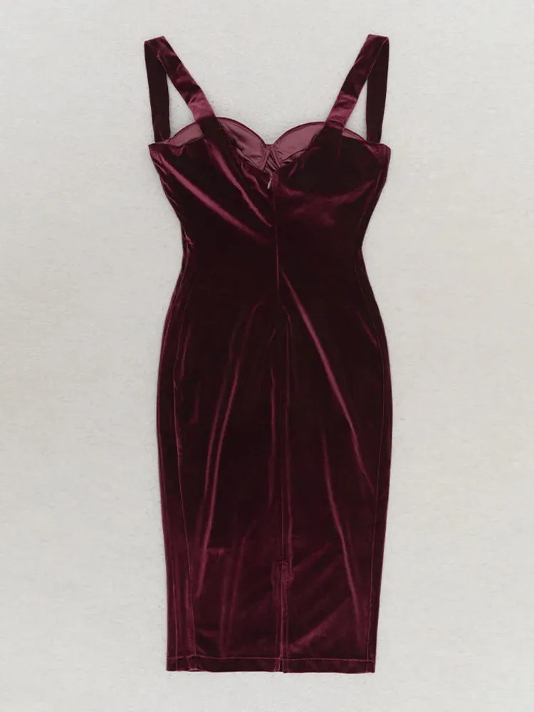 Trend4us Velvet Sweetheart Midi Dress