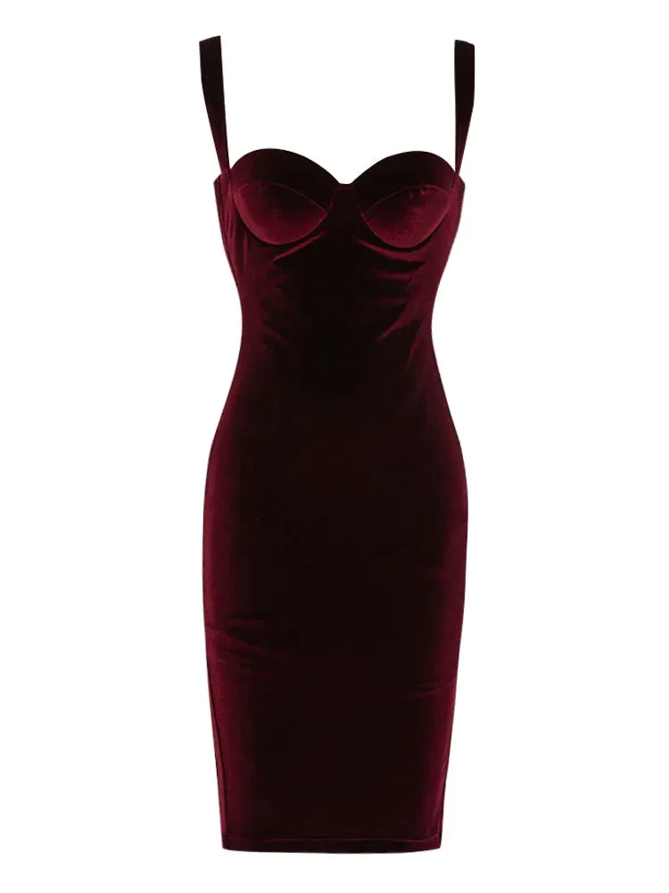 Trend4us Velvet Sweetheart Midi Dress